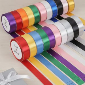 Premium Satin Ribbon Roll | 0.5 inch x 18 Yards | Gift Wrapping, Wedding, Decoration, Hair Bow, Craft Ribbon | Smooth Shiny Fabric Ribbon | Solid Packages