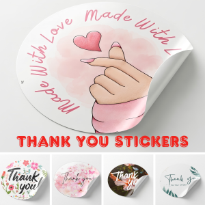 100 pcs of Thank you Stickers 2x2 inch round with matt laminated high quality