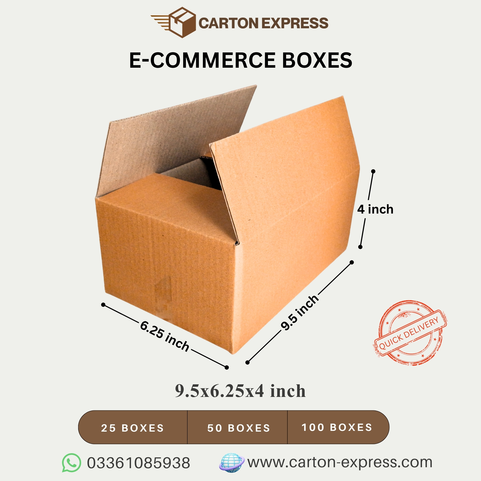 10x6.5x4 Inches - 3 Ply - Carton Style