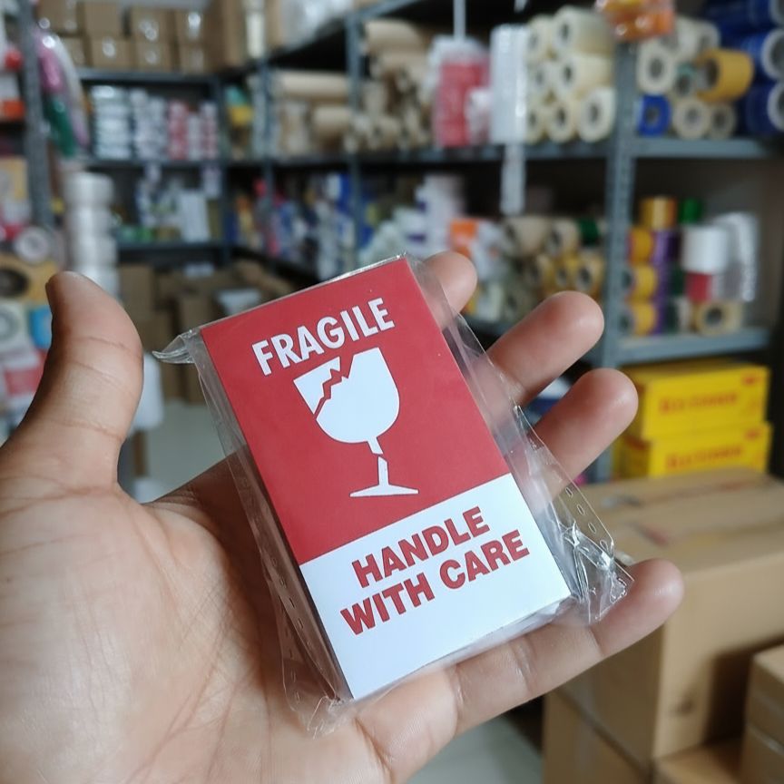 Fragile label Stickers | 100 Stickers | Handle with care | Small and Big size available | Solid Packages - Image 2