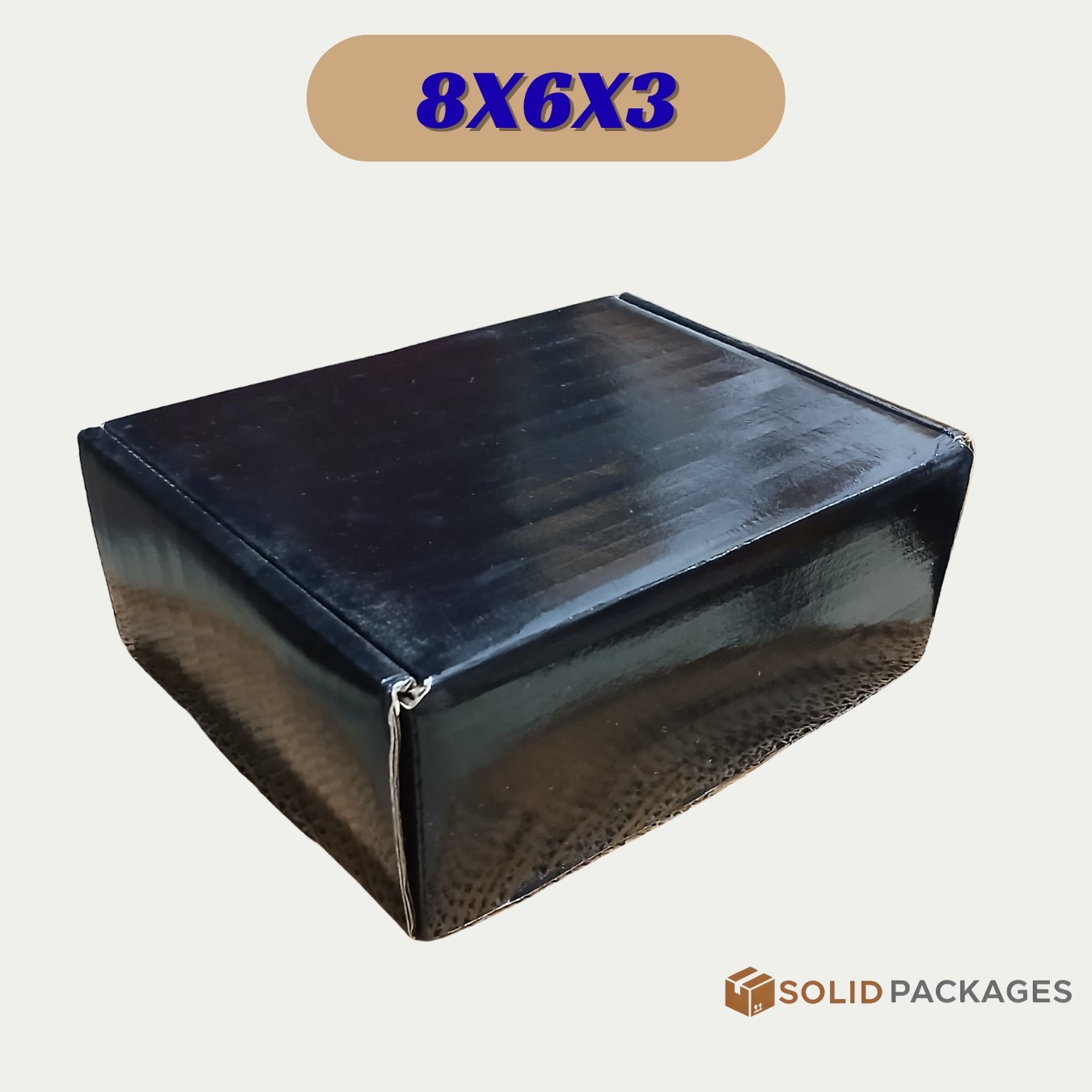 Jet Black Glossy mailer Box, 8x6x3 inch | carton boxes for dispatch orders, Jewelry box | Perfume Boxes | Ecommerce Packaging material | Solid Packages - Image 2